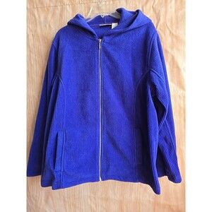 Kim Rogers Casual Long Sleeve Zip Up Hooded Jacket Womens Size XL BLUE